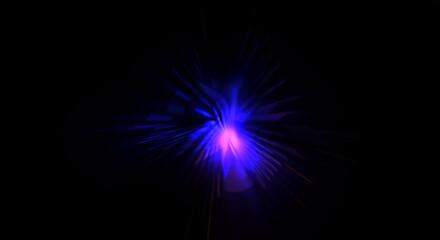 Futuristic lens flare. Light explosion star with glowing particles and lines. Beautiful abstract rays background.