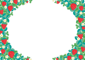 いちごのフレーム　横 白バック 左右 文字なし