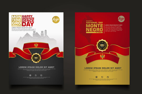 Set poster promotions Montenegro happy Independence Day background template