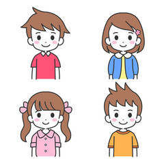 笑顔の子どもたち　セット　イラスト素材