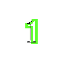 number 1 one with black border on green silhouette, environmentally sustainable style