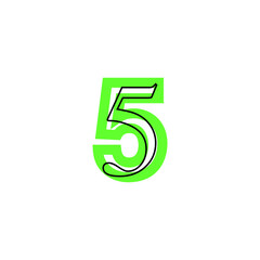 number 5 five with black border on green silhouette, environmentally sustainable style