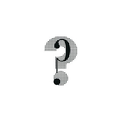 question mark uppercase, black color with dotted texture, typewriter character, editable vector