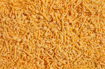 pasta food background photo with various styles of noodle macaroni