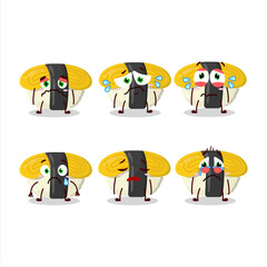Tamago sushi cartoon character with sad expression
