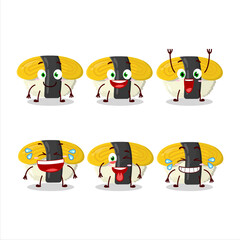 Cartoon character of tamago sushi with smile expression