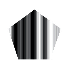 pentagon with vertical lines texture in black color, editable vector