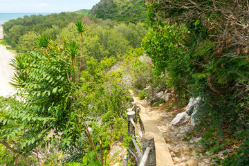 Walking trail across the mountain of the Khao Sam Roi Yot National Park in Thailand.