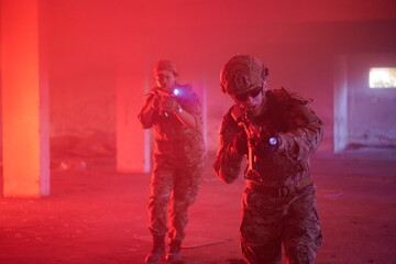 military troops in action urban environment