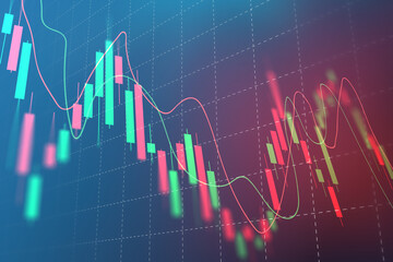 data business with stock market or forex trading graph concept banner on blue background