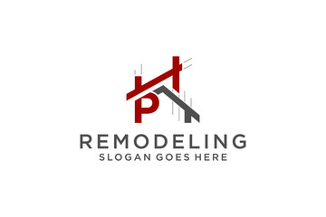 Letter P for Real Estate Remodeling Logo. Construction Architecture Building Logo Design Template Element.