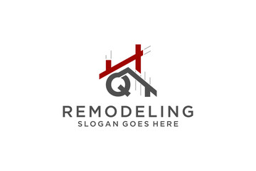 Letter Q for Real Estate Remodeling Logo. Construction Architecture Building Logo Design Template Element.