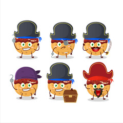 Cartoon character of takoyaki with various pirates emoticons