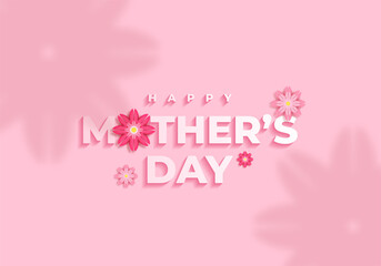 Postcard to Mother's Day, with paper and letterin flowers. Illustrations can be used in newsletters, brochures, postcards, tickets, advertisements, banners.