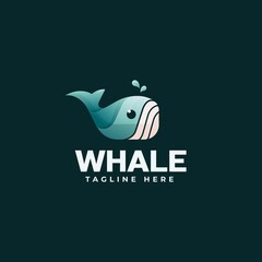 Vector Logo Illustration Whale Gradient Colorful Style.