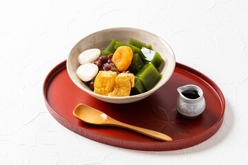 抹茶寒天　Sweets using matcha (Japanese powder tea) 