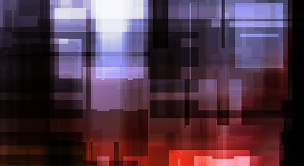 Futuristic abstract geometric wallpaper. Geometrical colorful shapes. Rectangular shapes background. Digital illustration of a tech layout.