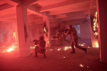 military troops in action urban environment