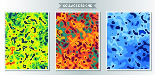 abstract collage multicolor ink pattern flat modern vector background design posters banners for social media with random cutout shapes