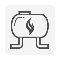 Oil gas tank vector icon. Include pipeline for storage, transport natural gas and petroleum liquid i.e. crude, gasoline, diesel. For refinery, fuel production industry in factory, petrochemical plant.