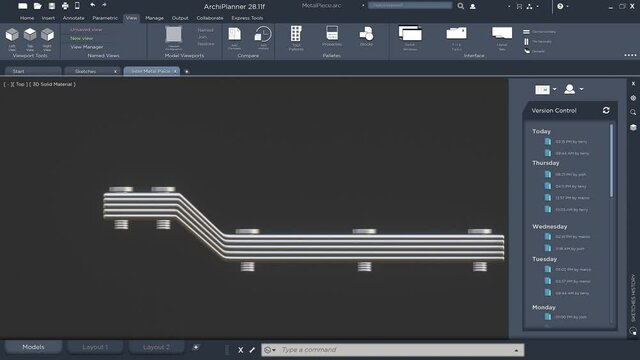 User software interface CAD HUD of Metallic model object from industrial technical component. 3D render VFX animation architect app sketch digital image prototype of heavy industry development