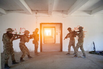 military troops in action urban environment