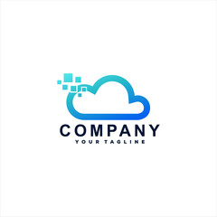 cloud tech gradient logo design