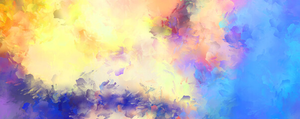 Painted composition with vibrant brush strokes. Textured colorful painting. Paint brushed wallpaper.