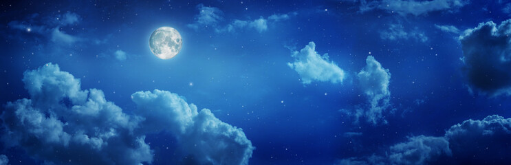 Fototapeta na wymiar Full moon in night sky.
