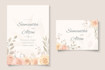 Obraz na płótnie Canvas Wedding invitation template with soft color blooming flower