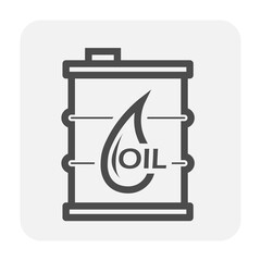 Barrel unit with drum container vector icon. Steel metal tank with standard size of volume for storage, transport fossil fuel or liquid petroleum material i.e. crude oil, gasoline, diesel or lubricant