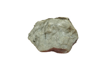 Raw barite or barytes mineral stone isolated on white background. Barite is the main ore of the element barium.