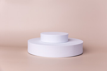 Double white circular shape with beige background