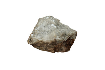Raw barite or barytes mineral stone isolated on white background. Barite is the main ore of the element barium.