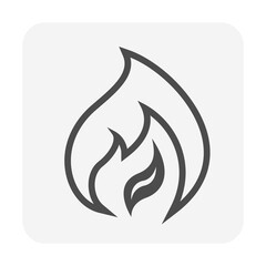 Flame fire vector icon. Also called bonfire or fireball. Abstract shape and line use as sign, symbol or logo element of oil, natural gas, energy, power, warm, burn, danger, hot, heat and flammable.