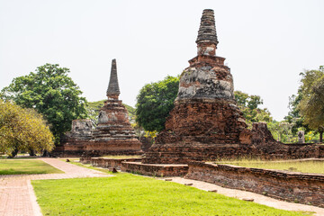 Fototapeta premium Old pagodas within Wat Phra Si Sanphet was the holiest temple in Ayutthaya that is ancient capital of Thailand