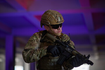 modern warfare soldier in urban environment battlefield