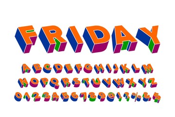 retro font, abstract alphabet, letters and numbers, blue and orange style