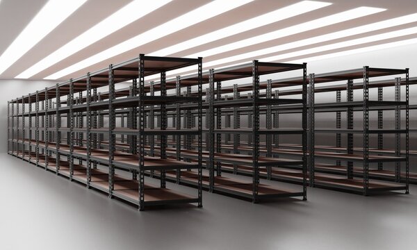 The shelf is empty in a long line