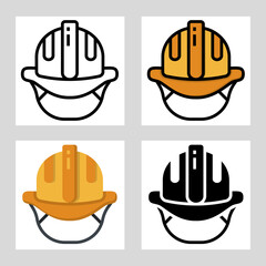 safety helmet icon vector design in filled, thin line, outline and flat style.