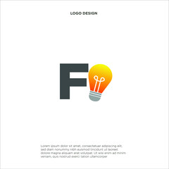 letter F initials for electricity company, light bulb design logo template, vector illustration