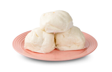 Chinese steamed roll. Close up on white background
