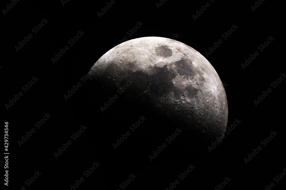 Poster half moon background / the moon is an astronomical body that orbits planet earth, being earth's only