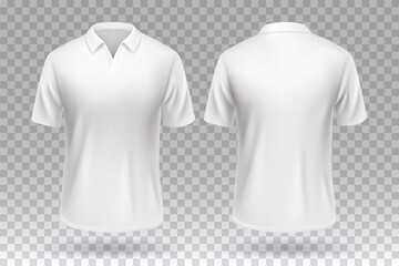 White blank T-shirt front and back template mockup design isolated.