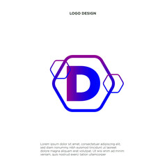 Letter D hexagon icon vector design.
