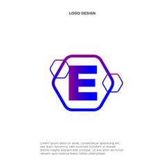 Letter E hexagon icon vector design.