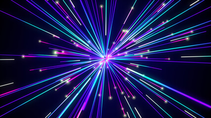 Abstract Shiny Blue Colorful Dotted Lines Light Burst Of Optical Fiber Light Background