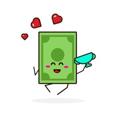 Money win cute character illustration