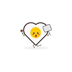 Love egg with board cute character illustration