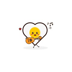 Love egg play guitar cute character illustration
